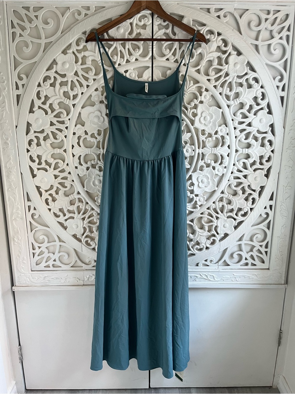 Halara Breezeful Pocket Flowy Flare Maxi Dress Stone Blue NWT XS - Picture 1 of 9